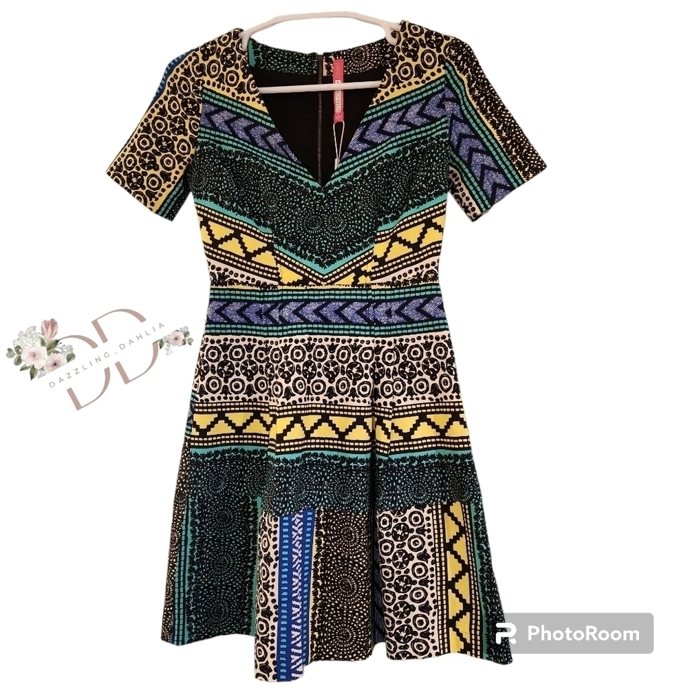 Anthropologie Plenty By Tracy Reese NWT Moon Tribal Geo-Boho Print Dress Size 0
